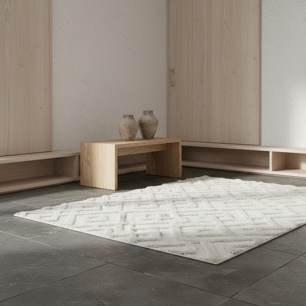 TEPPICH Hochflor EISACK in Creme, geometrisch, 240 x 340 cm - Beige, Textil (340/240cm) - KADIMA DESIGN