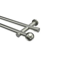 GARDINENSTANGE Platon Luino 120 cm, 2-läufig (ohne Ringe), 20 mm Ø Edelstahl-Optik - Edelstahlfarben, Metall (120cm) - INTERDECO