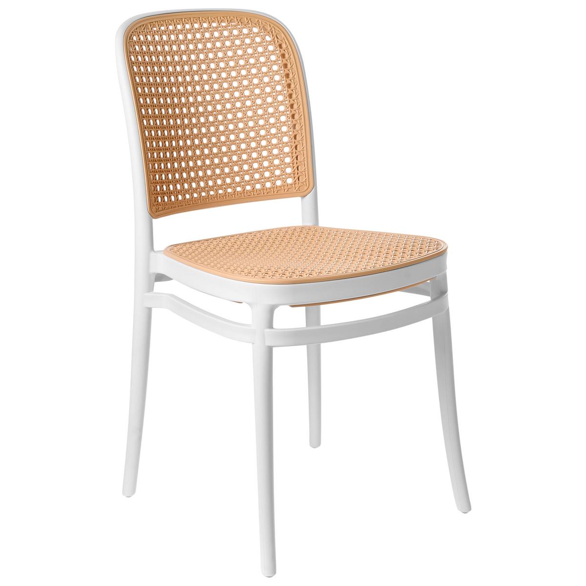 GARTENSTUHL 4er-Set Beige Plose - Beige/Weiß, Kunststoff (41/83/43cm) - Beliani