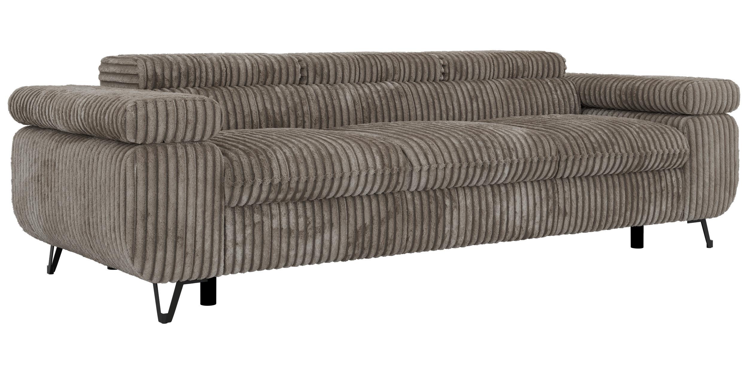 3-SITZER SOFA PETER - Hellbraun Cord - Hellbraun/Schwarz, Textil/Metall (262/76/99cm) - MKS