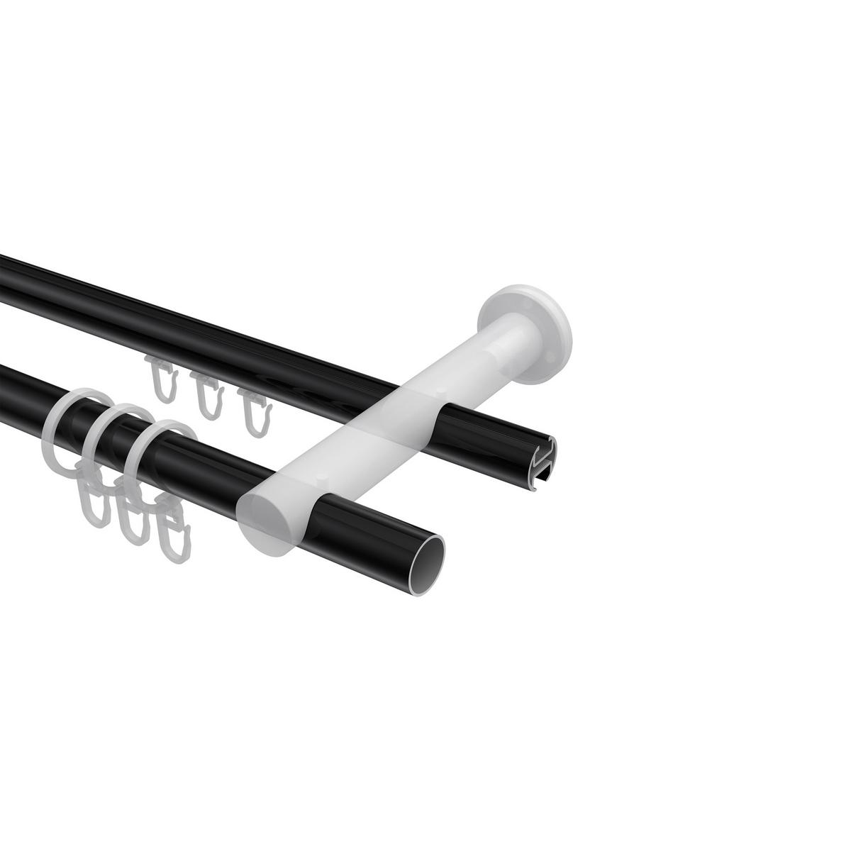 GARDINENSTANGE RUNDROHR-INNENLAUF Platon Sitra 540 cm (geteilt in 3 x 180 cm), 2-läufig, 20 mm Ø Schwarz - Schwarz, Metall (540cm) - INTERDECO