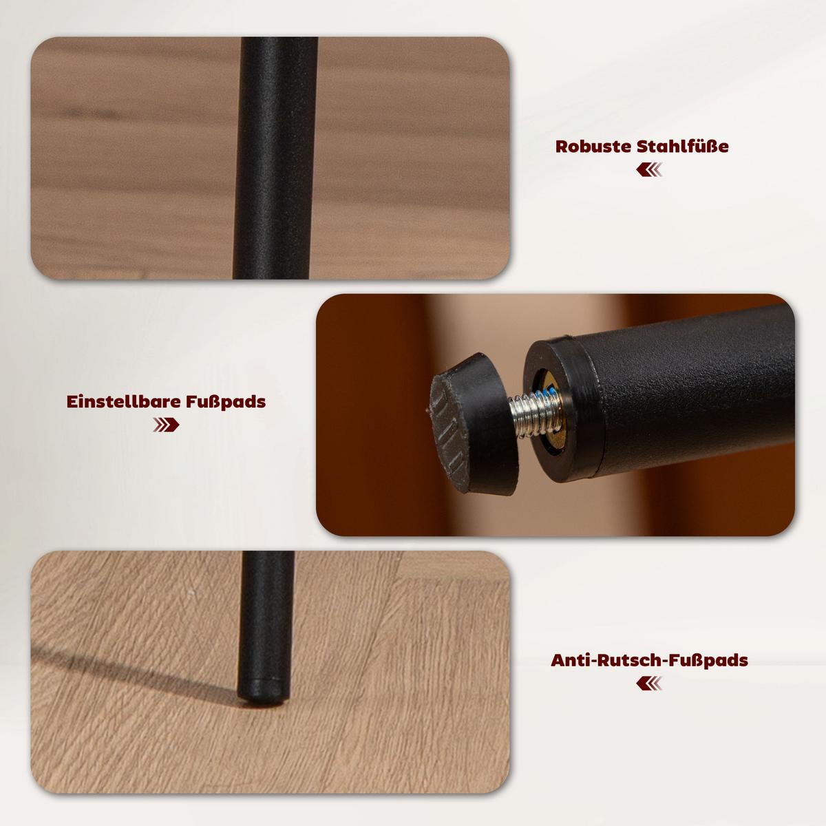 ESSZIMMERSTUHL mit Armlehne Rückenlehne gepolsterte Sitzfäche Beige - Beige/Schwarz, Textil/Metall (57/85.5/62.5cm) - HOMCOM