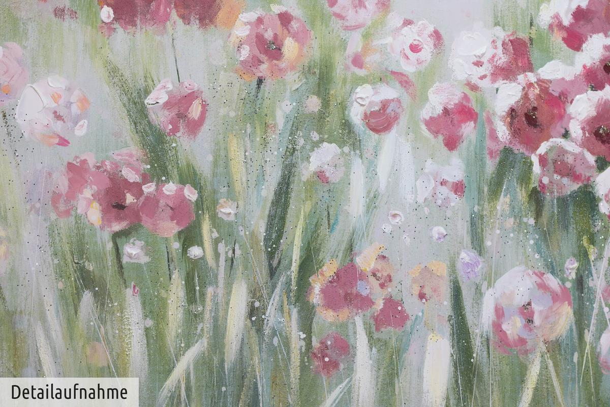 ACRYLBILD HANDGEMALT 150/50 cm - Pink/Grün, Holz/Textil (150/50cm) - KUNSTLOFT