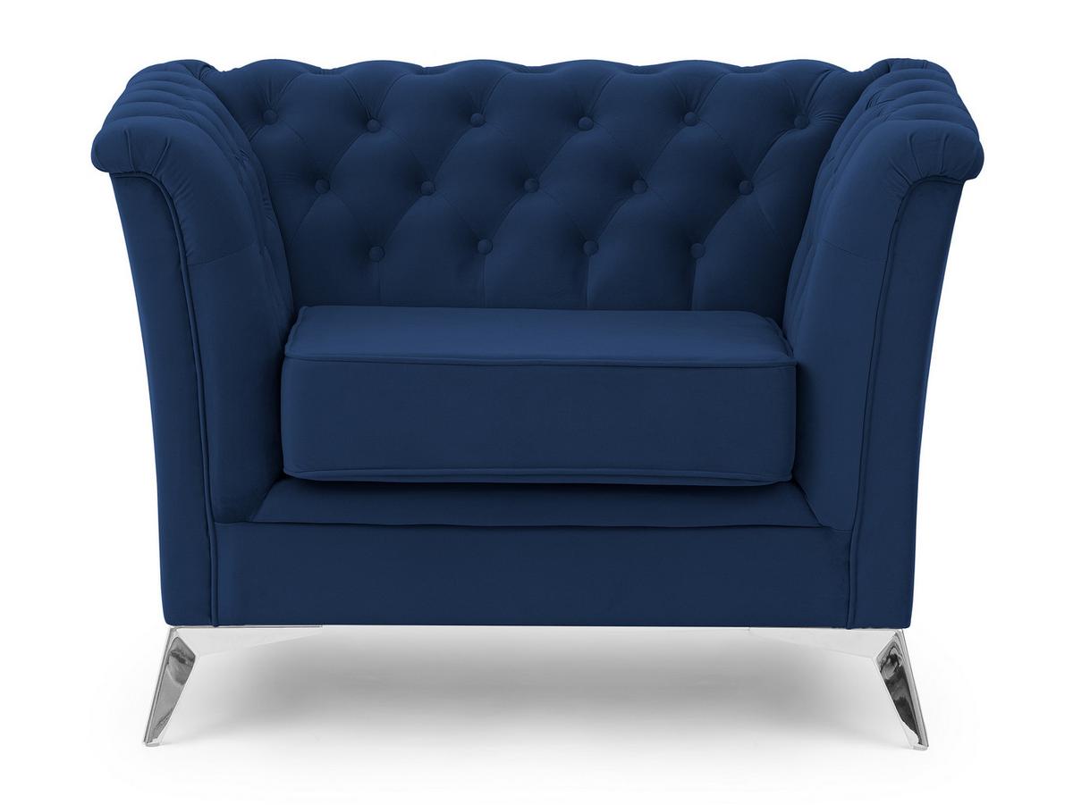 CHESTERFIELD-SESSEL Whitby Marineblau Samt mit silbernen Füßen - Silberfarben/Dunkelblau, Holz/Textil (116/78/82cm) - S-Style Möbel