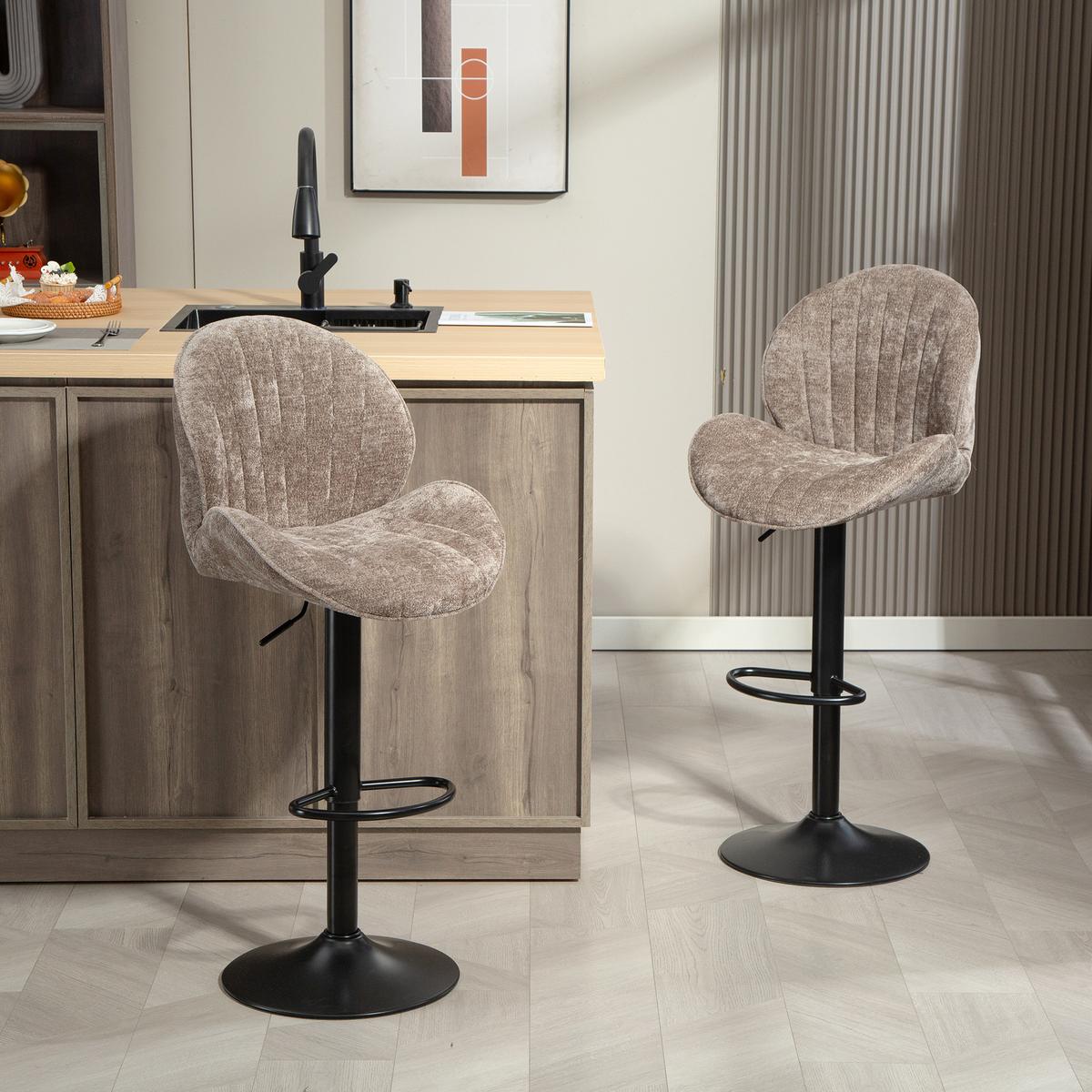 BARHOCKER 2er Set Polyester Stahl Braun - Schwarz/Braun, Textil/Metall (48/115/50cm) - HOMCOM