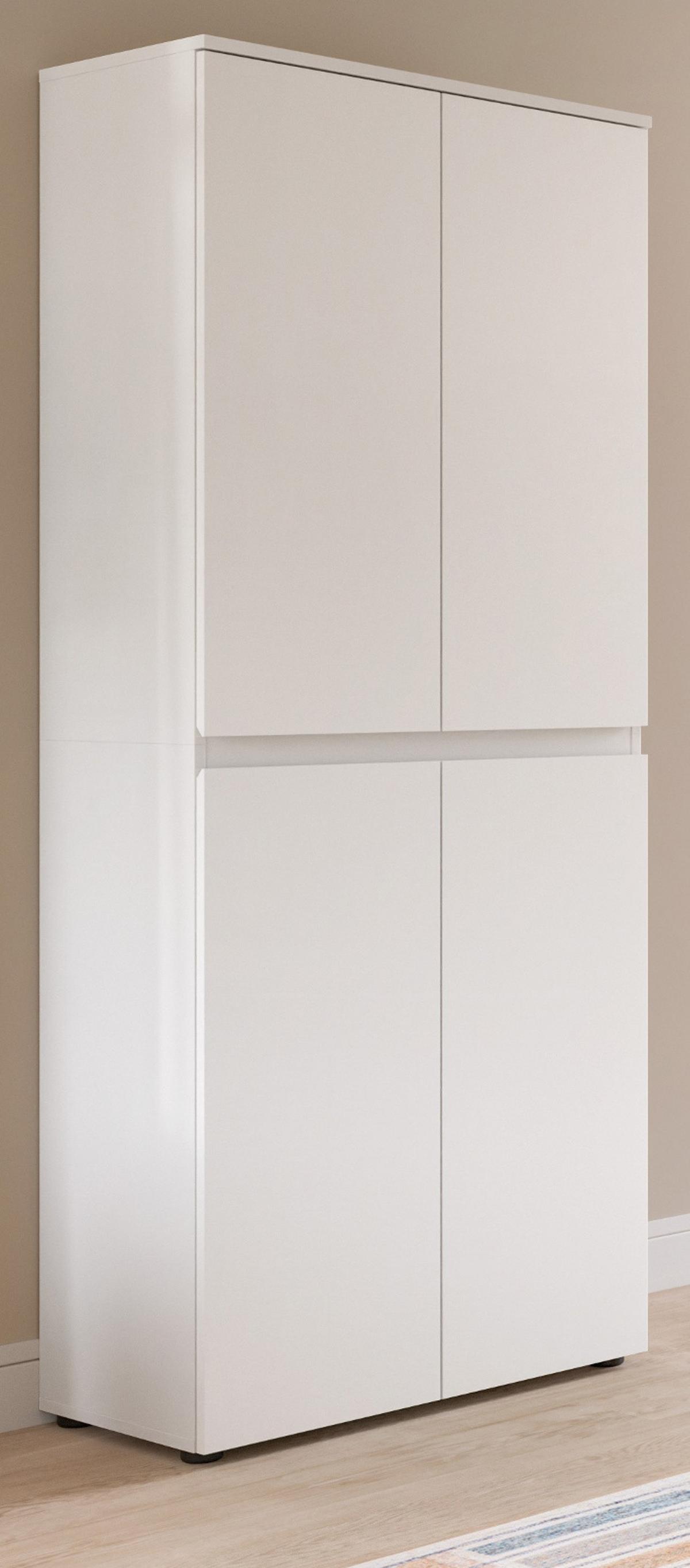 MEHRZWECKSCHRANK weiß 70 x 175 cm, Stauraumschrank 4-türig mit 9 Fächern - Schwarz/Weiß, Holzwerkstoff/Kunststoff (70/175/37cm) - Inn.Furn