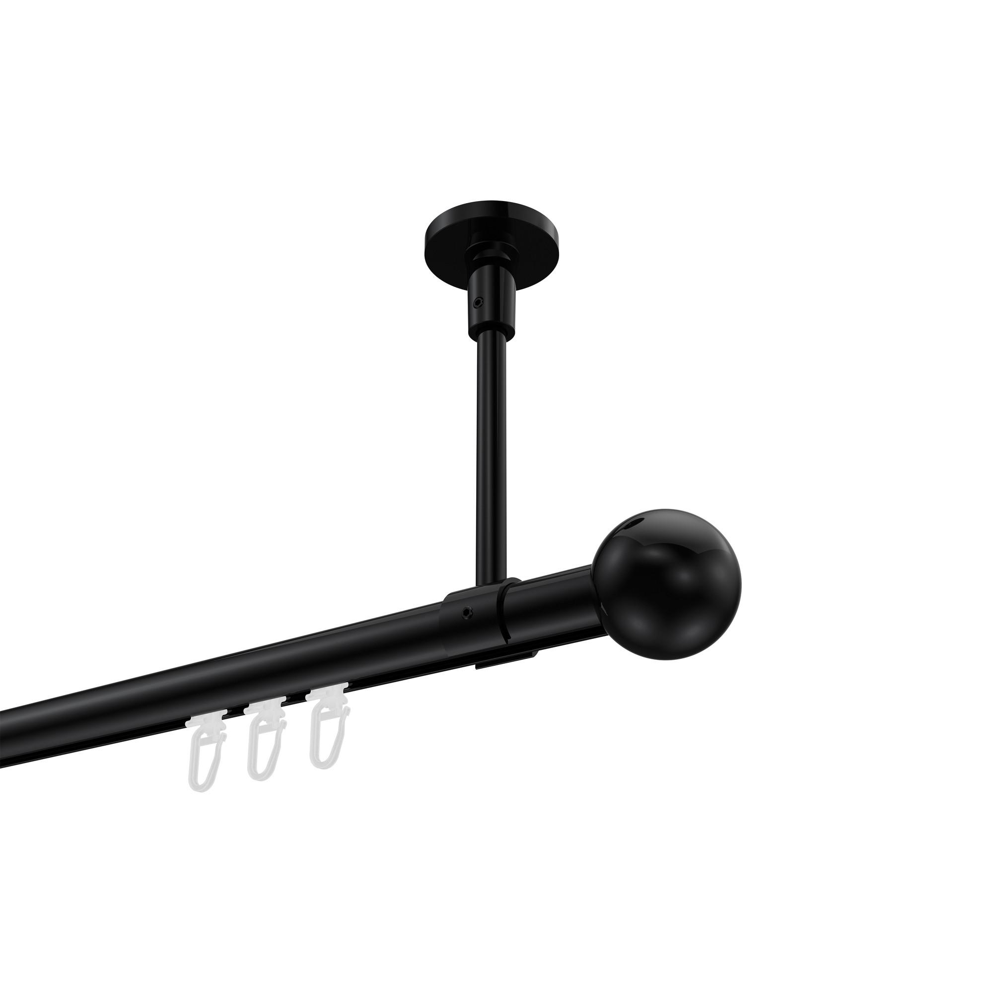 GARDINENSTANGE INNENLAUF Sonette Luino 420 cm (geteilt in 3 x 140 cm), 1-läufig, 20 mm Ø Schwarz - Schwarz, Metall (420cm) - INTERDECO