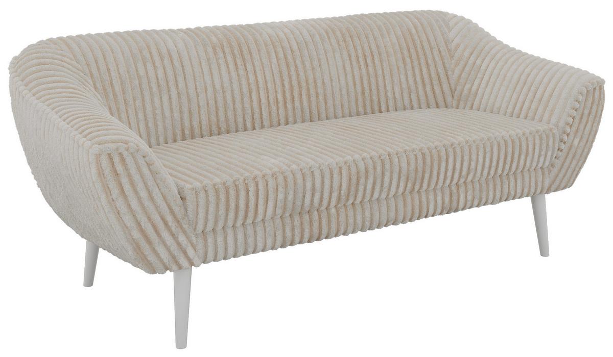 3-SITZER-SOFA PIRS - Beige Cord - Weiße Beine - Beige/Creme, Holzwerkstoff/Textil (180/75/74cm) - MKS
