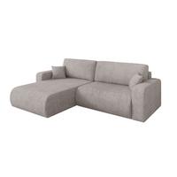 ECKSOFA mit Schlaffunktion Ottomane Links BERY-L 276x193x88 Hellgrau Velours - Hellgrau/Schwarz, Holzwerkstoff/Kunststoff (276/193cm) - ALTDECOR