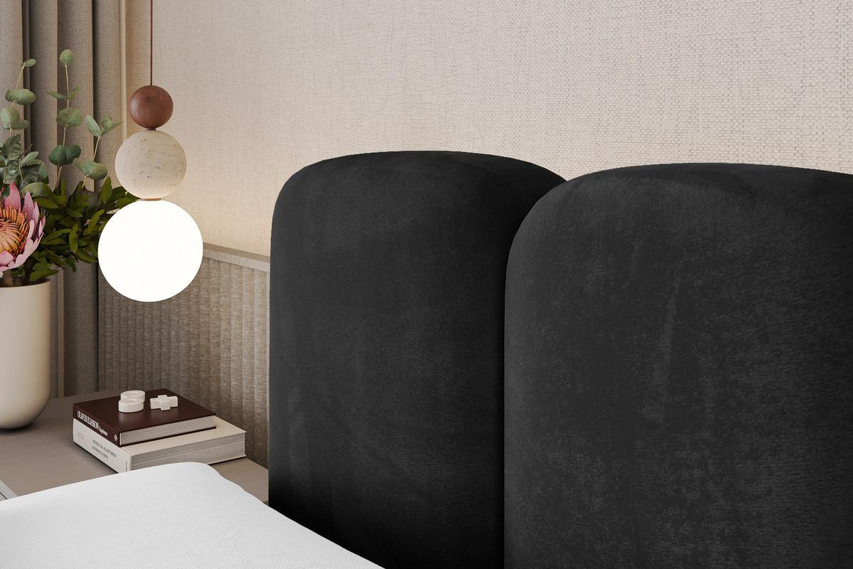 BOXBETT mit Matratze H3|H4 und Lattenrost - NINA-Z KING - 200x200 cm Casablanca - Schwarz - Schwarz Hochglanz, Holzwerkstoff (200/200cm) - ALTDECOR