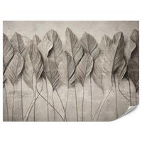 FOTOTAPETE Breite Blätter Textur Retro Grau Modern Natürlich 350x256 - Grau, Papier (350/256cm) - Muralo