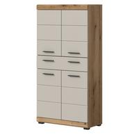 MIDISCHRANK Sand Kaschmir, Evoke Eiche, Badschrank 74 x 141 cm mit 4 Türen und Schubkasten - Kaschmir/Eichefarben, Holzwerkstoff/Kunststoff (74/141/31cm) - Inn.Furn