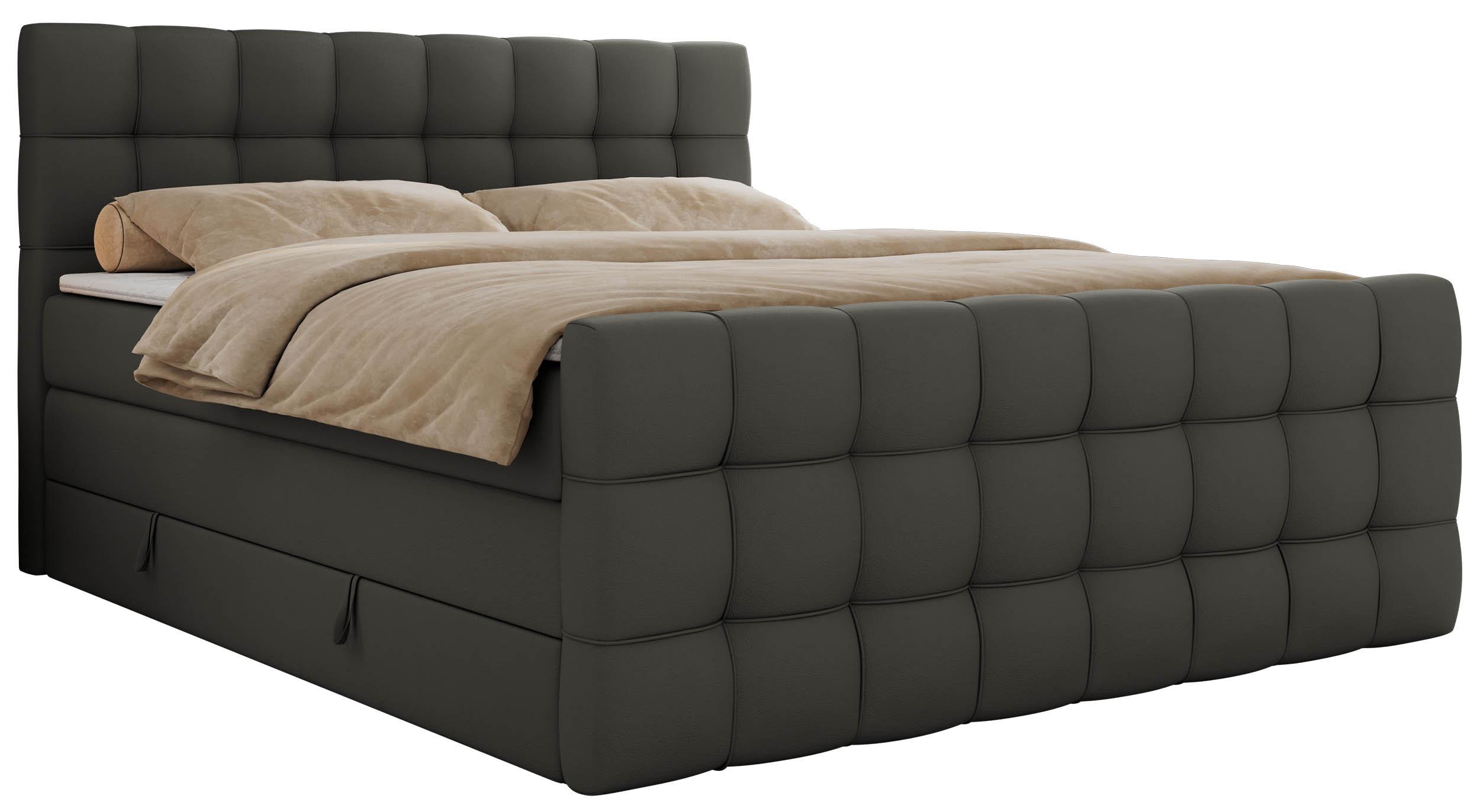 BOXSPRINGBETT ALTIVO KING DUO 200/200 - Grau Kunstleder - H4 - Grau, Textil (200/200cm) - MKS