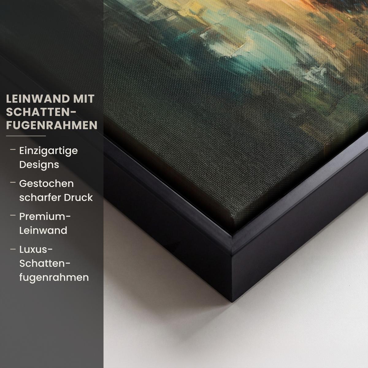 LEINWAND Bilder mit Rahmen - Hirsch - Gemalt - Geweih - Braun - 40x30 - Haselnussfarben, Textil (40/30cm) - MuchoWow