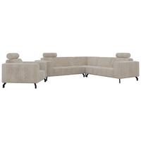 SITZGARNITUR VESANO - Beige Cord - Beige/Creme, Textil/Metall (260/90/260cm) - MKS