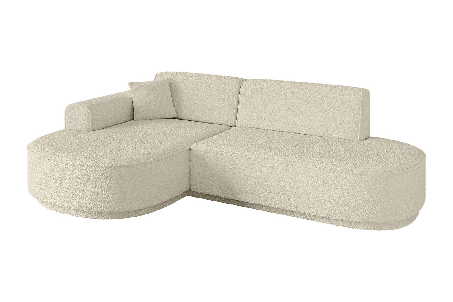 ECKSOFA Ottomane Links MARI-L1-v3 - 243x171x83 cm Beige Bouclé - Beige/Schwarz, Holzwerkstoff/Kunststoff (243/171cm) - ALTDECOR