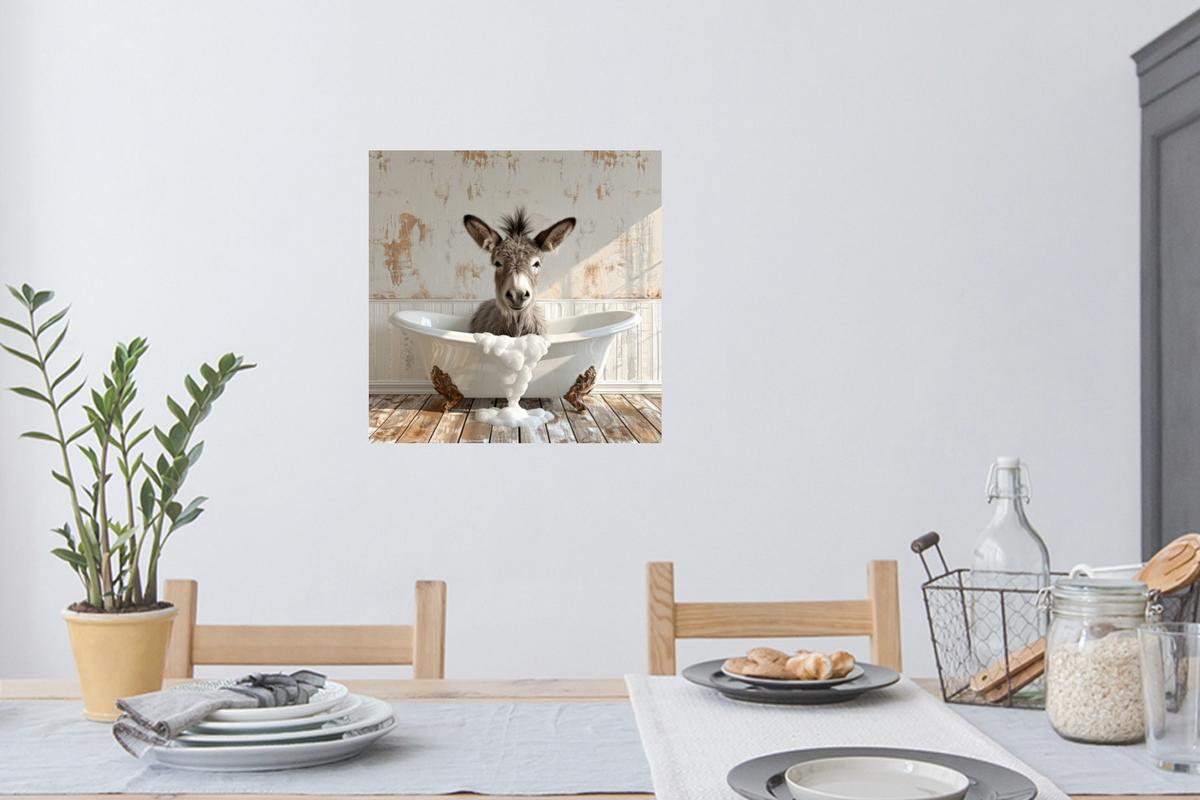 WANDTATTOO Esel - Tiere - Badewanne - Schaumstoff Wanddeko 50x50 cm - Weiß, Kunststoff (50/50/0.1cm) - MuchoWow