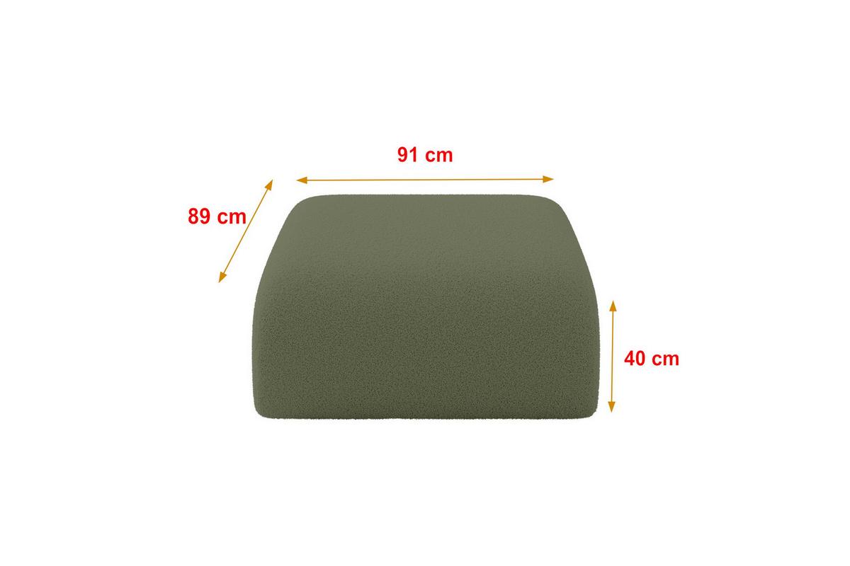 POUF MIRA-PUF 91x89x40 Grün cm Bouclé Modular Sitzhocker - Schwarz/Olivgrün, Holzwerkstoff/Kunststoff (91/40/89cm) - ALTDECOR