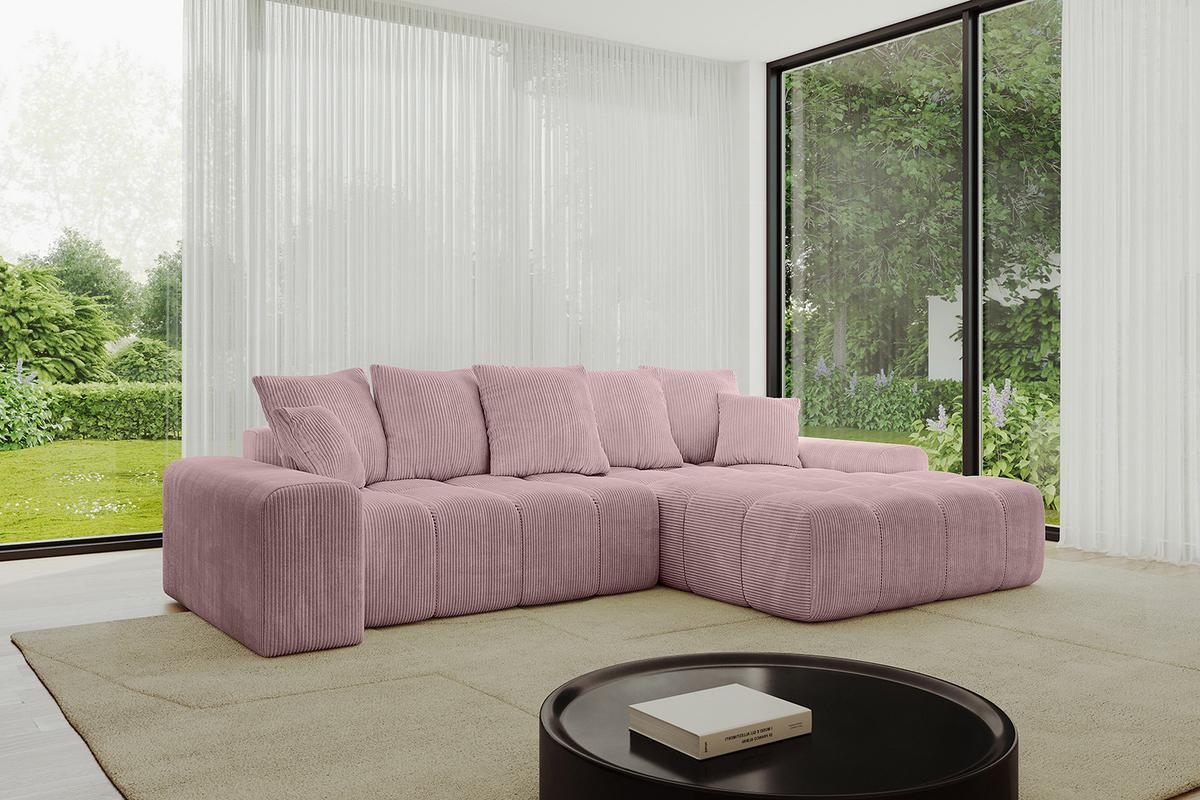 ECKSOFA Ottomane Rechts ENSI-L - 267x164x69 cm Rosa - Rosa, Holzwerkstoff/Kunststoff (164/267cm) - ALTDECOR