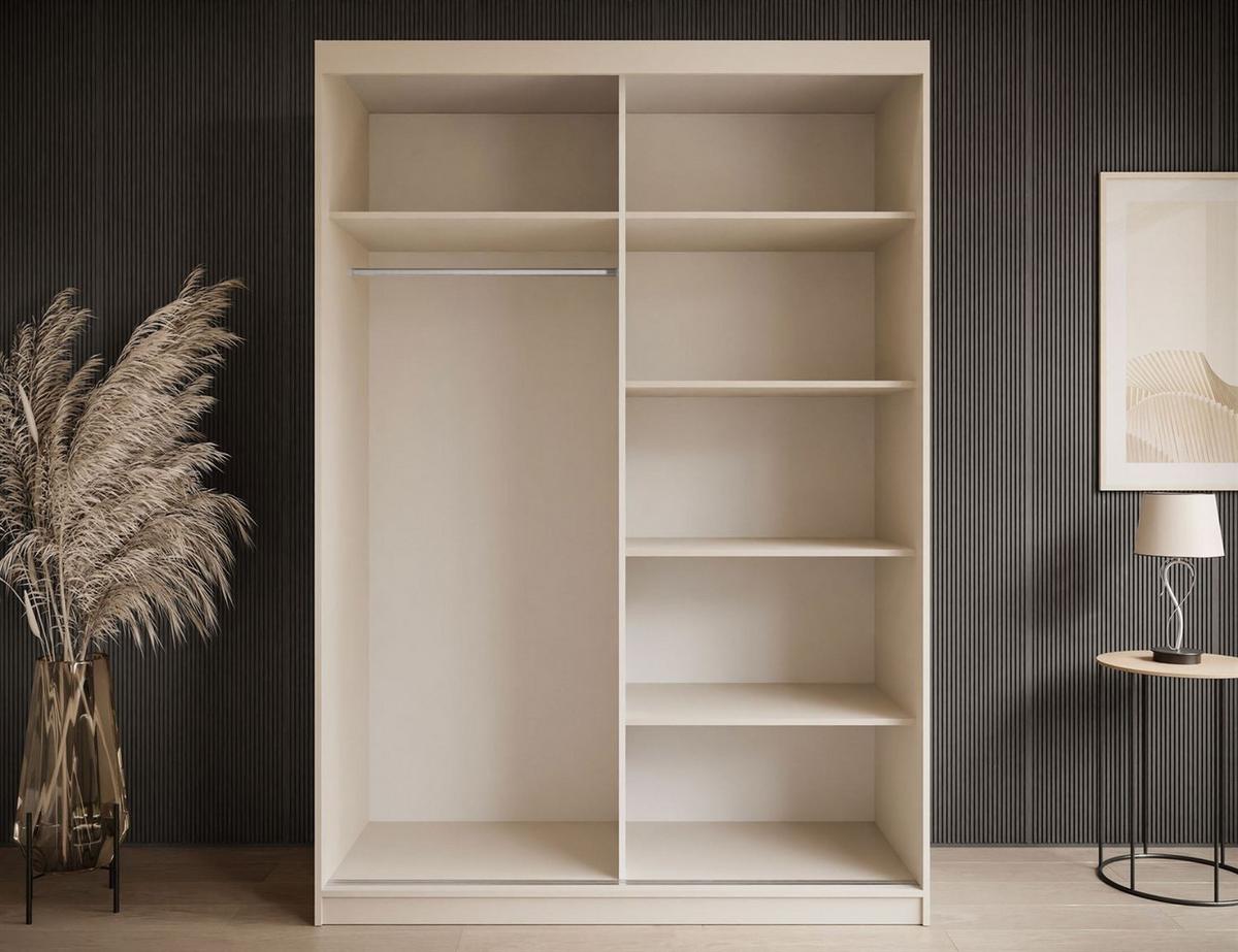 KLEIDERSCHRANK CAMARO II PLUS Kaschmir mit Spiegel 150 cm - Kaschmir, Holzwerkstoff (150/215/59cm) - Lookway