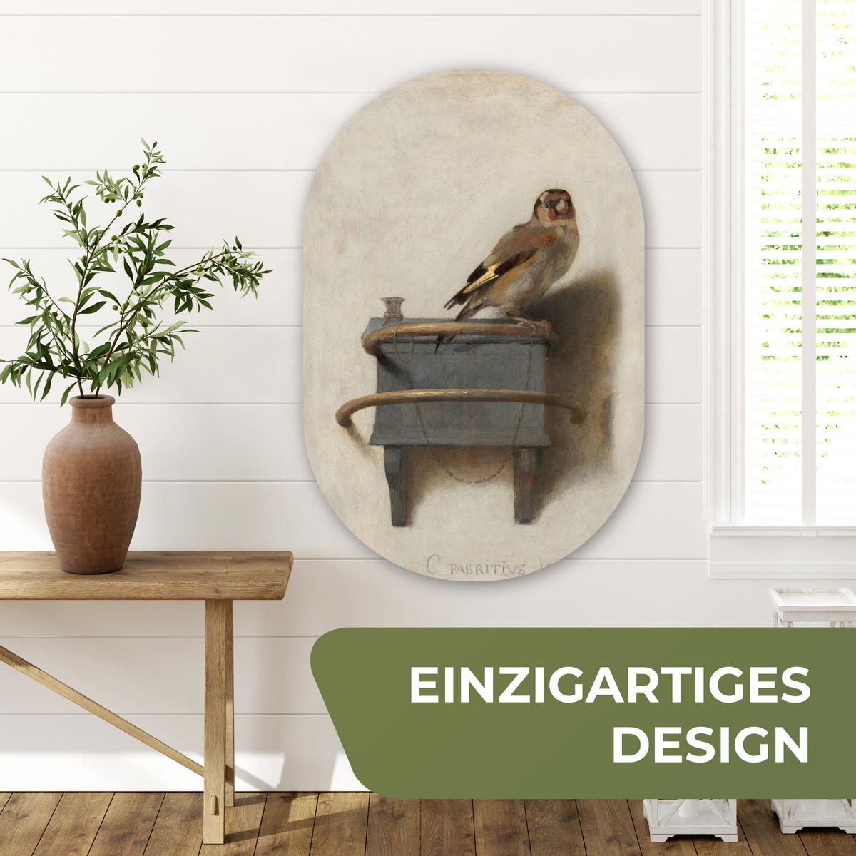 WANDBILD Stieglitz - Alter Meister - Carel Fabritius Wanddeko Schlafzimmer 60x90 cm - Grau, Kunststoff (60/90cm) - MuchoWow