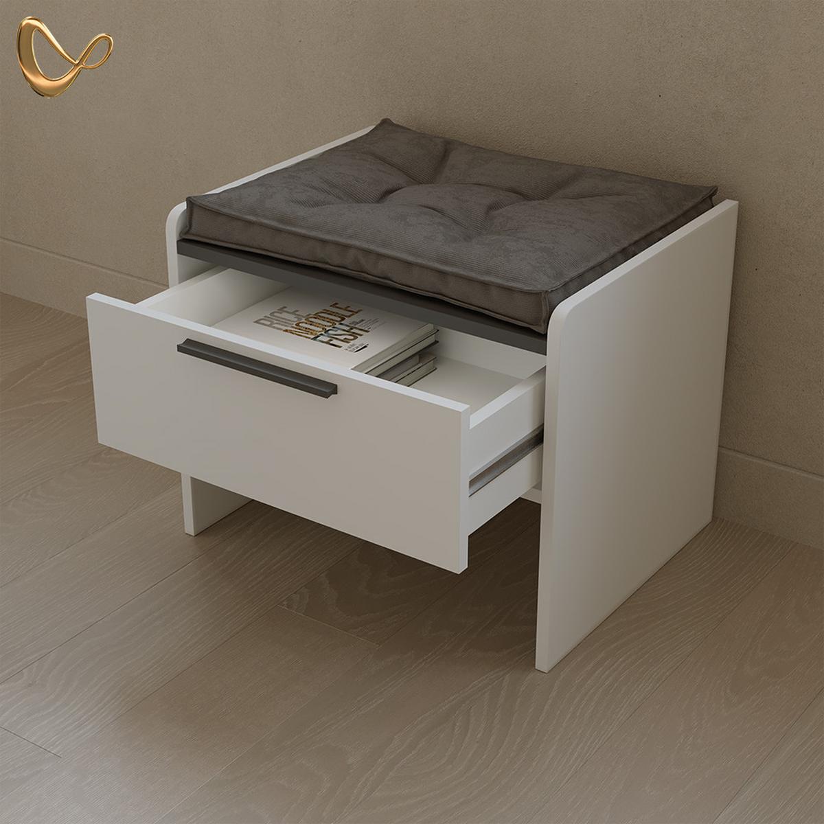 ESSZIMMERBANK Tiberio Weiß 53.5 x 41.1 cm mit 1 Schublade - Weiß, Holzwerkstoff (53.5/45.5/41.1cm) - Livinity®