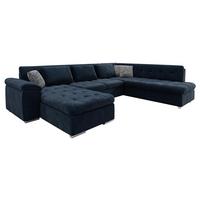 WOHNLANDSCHAFT Niko Bis Premium, Seite: Links - Dunkelblau/Grau, Holz/Textil (348/76/205cm) - MIRJAN24
