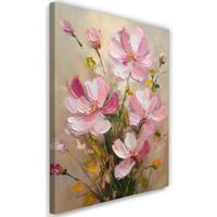 WANDBILD rosa gemalte blumen - Pink, Textil (40/60cm) - Feeby
