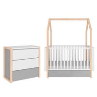 BABYZIMMER 2-teilig Weiß und grau - Weiß, Holzwerkstoff (144/86.5/80cm) - Petits-meubles