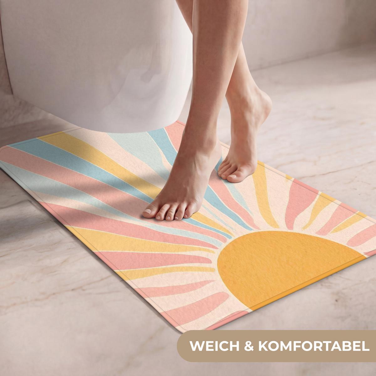 WC-VORLEGER Illustration - Sonne - Pastellfarben WC Teppich 50x80 cm - Pastellblau, Textil (50/1cm) - OnlyWow