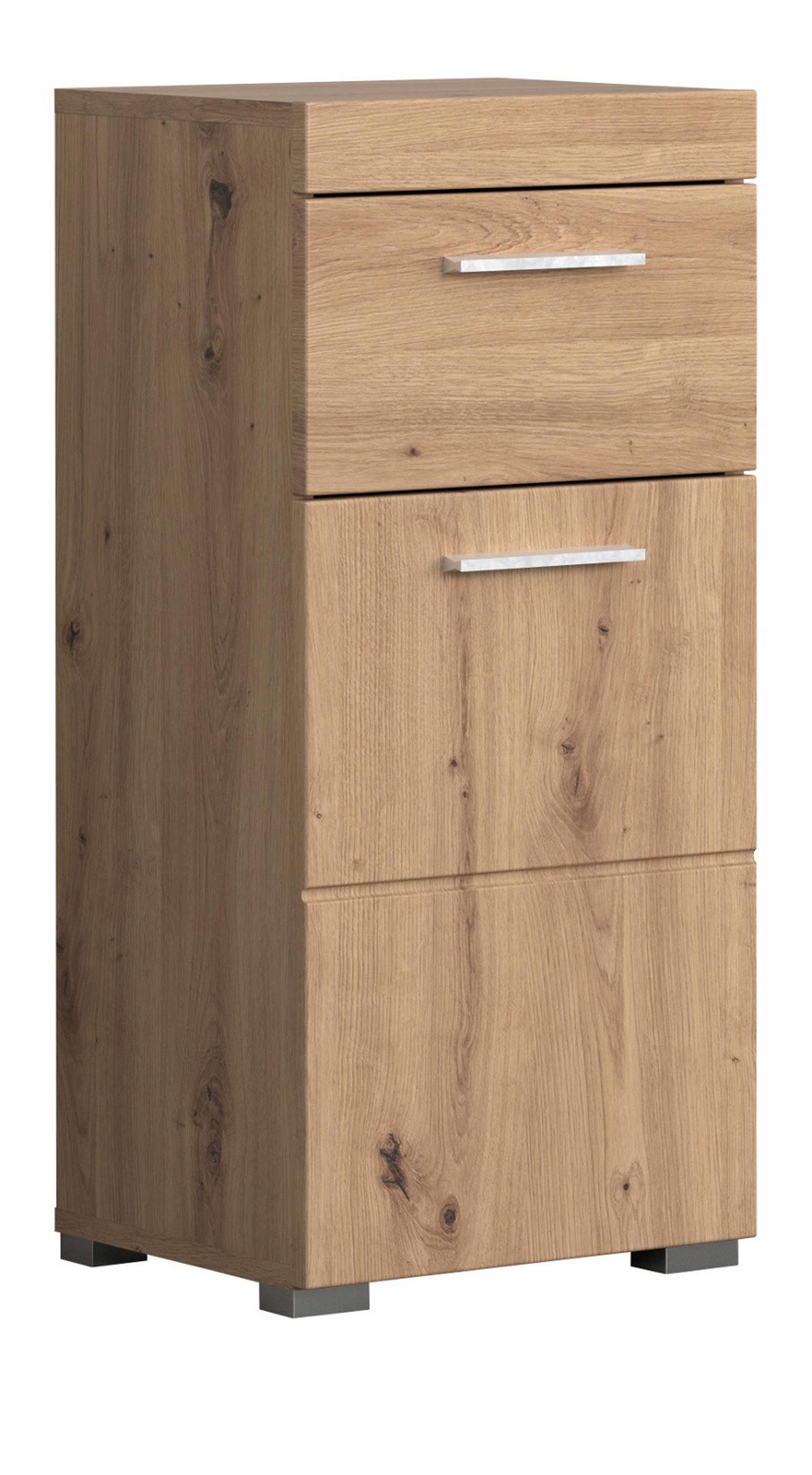 BADSCHRANK Asteiche 37 x 79 cm, Badezimmer Unterschrank in modernem Stil - Eichefarben, Holzwerkstoff/Kunststoff (37/79/31cm) - Top.Furn