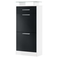 SCHUHSCHRANK Loret Front in Schwarz matt - Schwarz, Holzwerkstoff (46/104/23cm) - Vladon