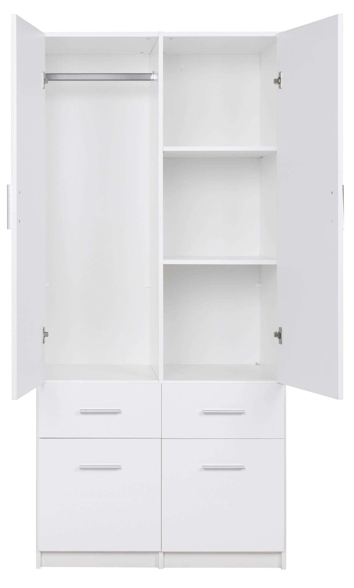 DREHTÜRENSCHRANK LUGERN 91,2/197,6/53,6cm 2-türig Weiß - Weiß, Holzwerkstoff (91.2/197.6/53.6cm) - MASSENO