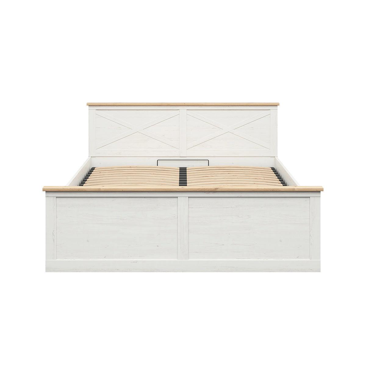 BOXBETT 180/200 Victoria Weiß und Holz - Weiß, Holzwerkstoff (180/200cm) - Petits-meubles