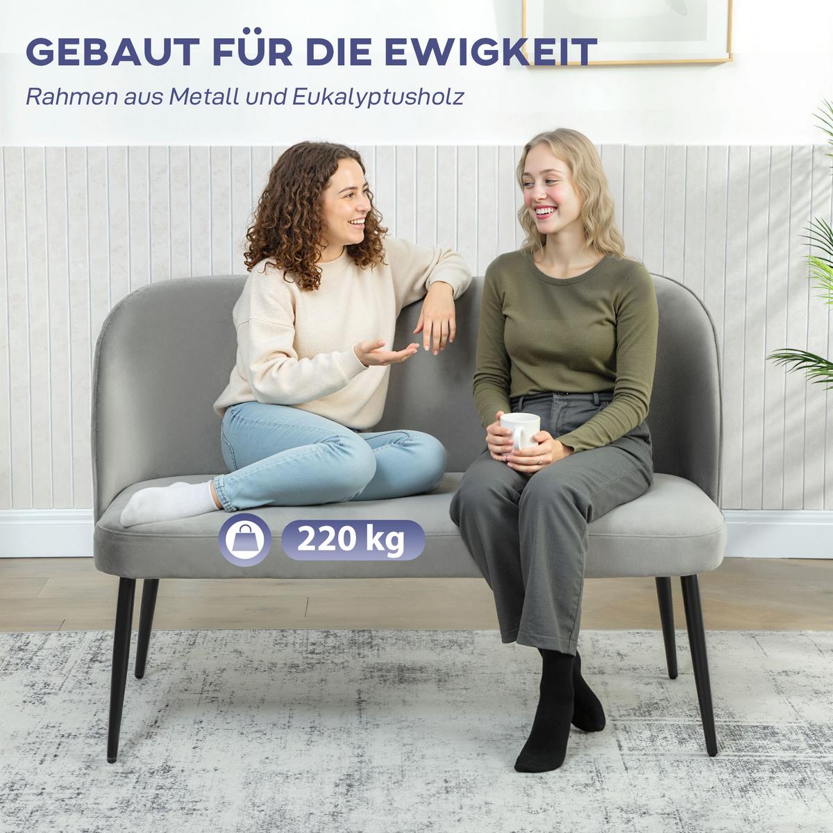 SOFA Polyester Metall Grau - Schwarz/Grau, Textil/Metall (63/84.5/127cm) - HOMCOM