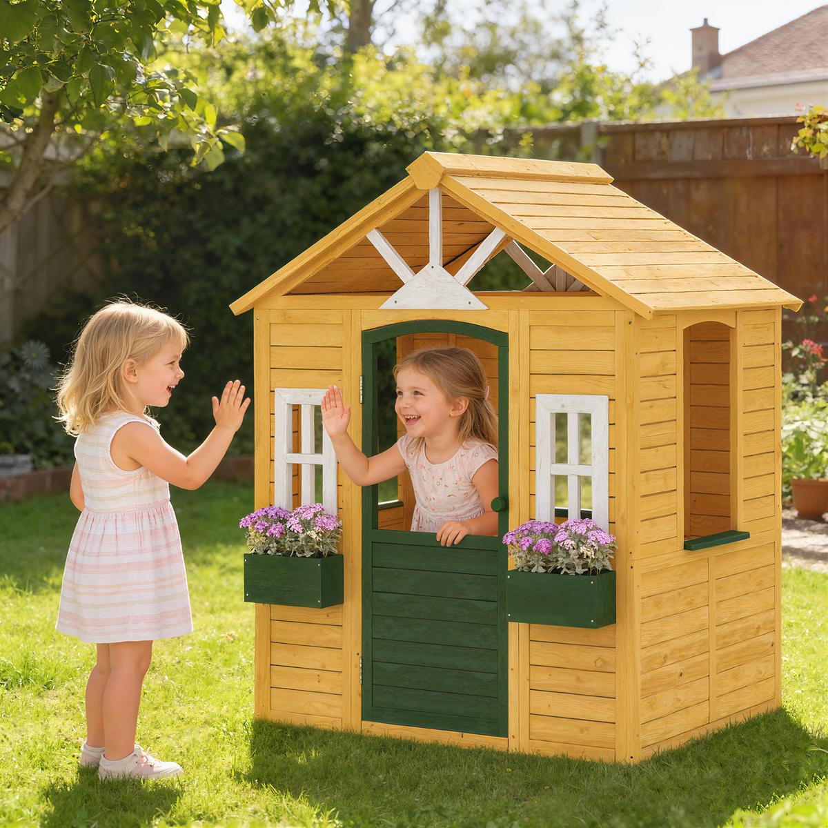 SPIELHAUS Tannenholz Braun - Braun, Holz (97/150/134.5cm) - AIYAPLAY