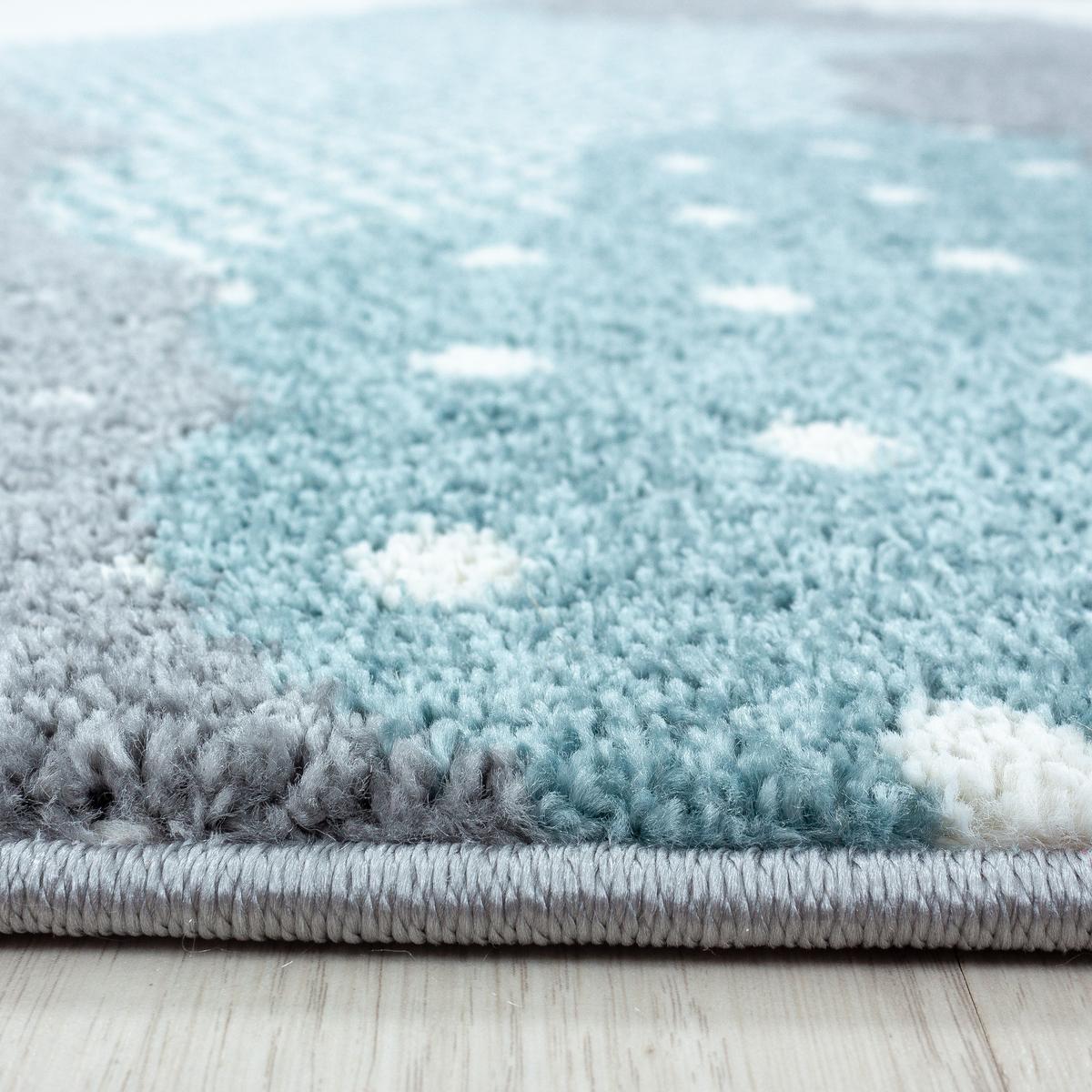 KINDERTEPPICH COGNE, mit Wolken-Motiv, Blau, Ø 120 cm - Blau, Textil (120/120cm) - KADIMA DESIGN