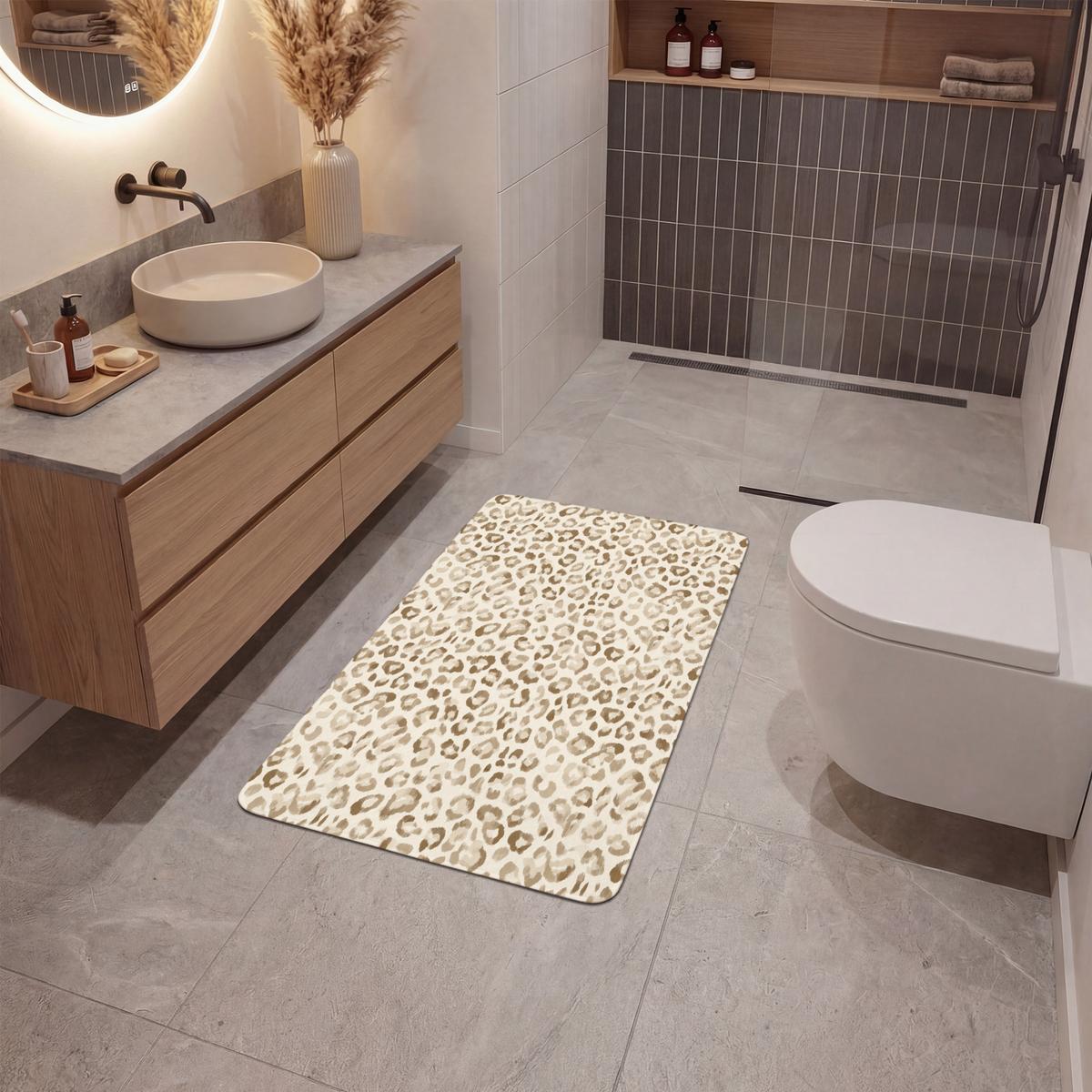 BADEMATTE Leopard - Klassisch - Beige 60x90 cm - Hellbraun, Textil (60/90cm) - OnlyWow