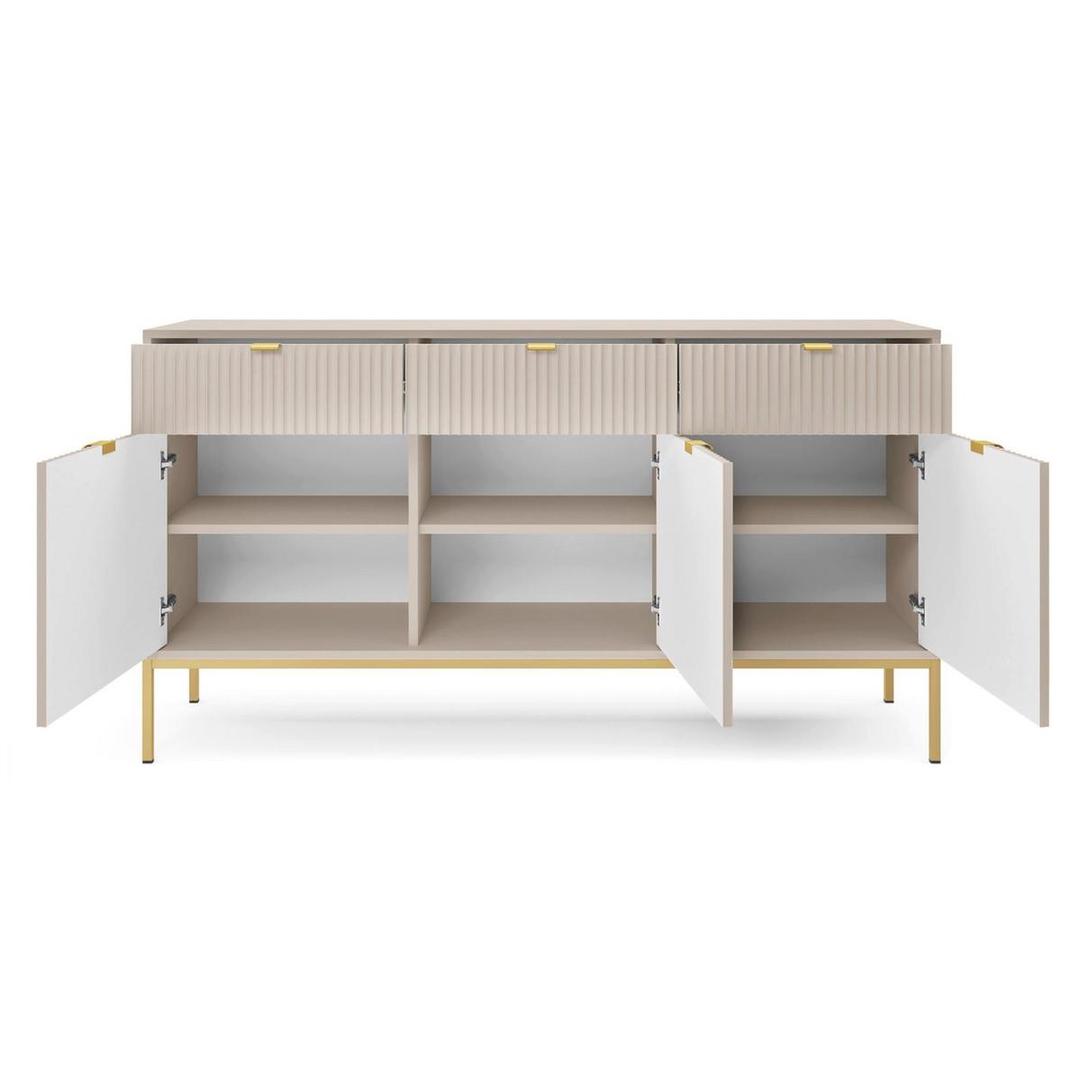 VELLORE Sideboard - Ecru/Beige, Holzwerkstoff/Metall (154/83/39cm) - Selsey