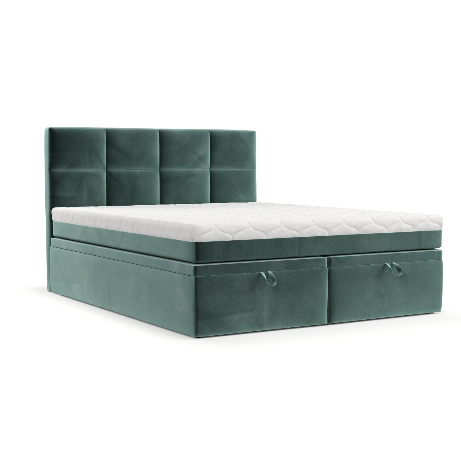 BOXBETT Tessa 160/200 cm Türkis im Kronos Stoff - Türkis/Schwarz, Holz/Holzwerkstoff (160/200cm) - AltaBeds