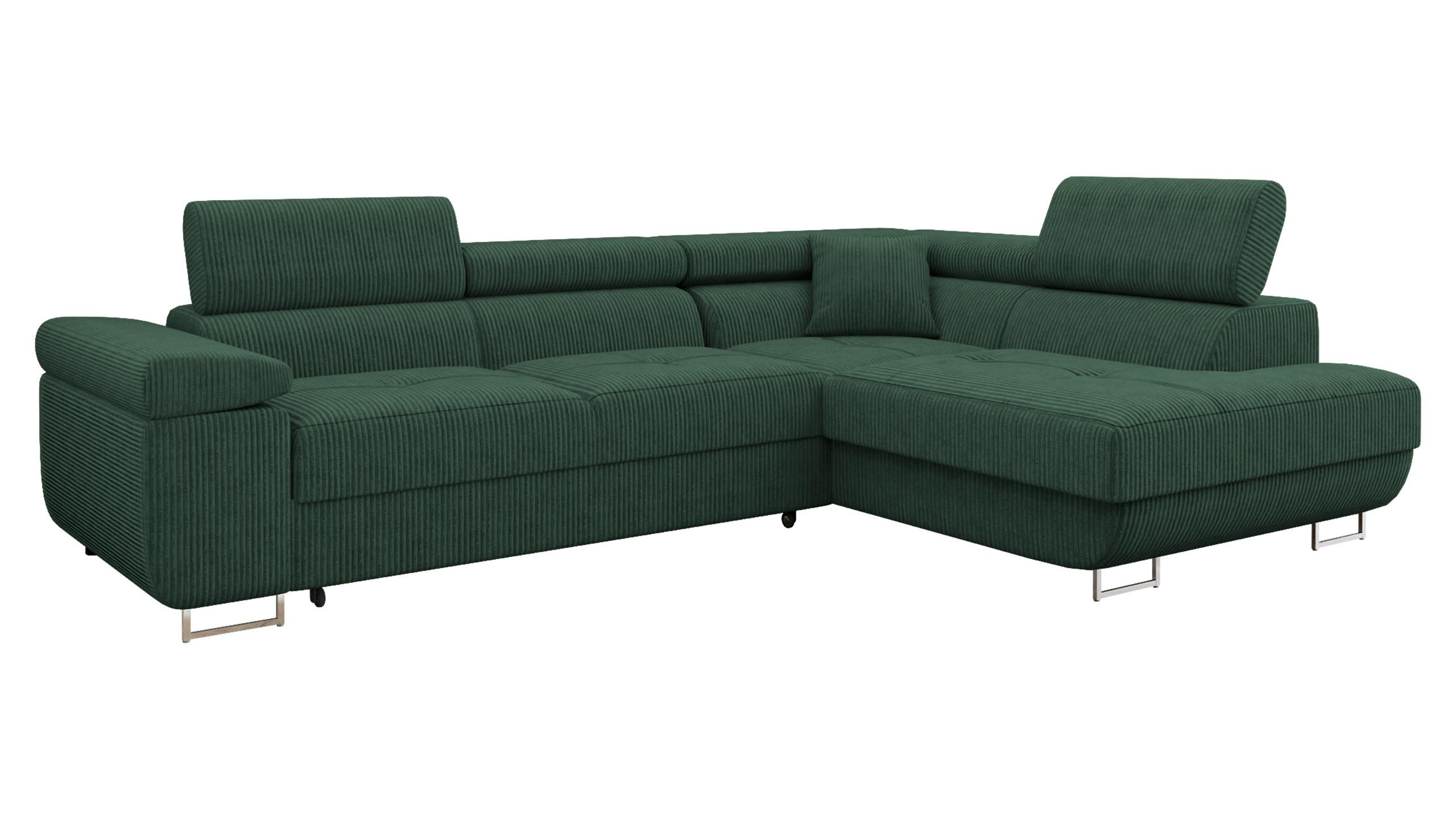 ECKSOFA Torezio Cord, Seite: Rechts - Dunkelgrün, Holz/Textil (203/274cm) - MIRJAN24