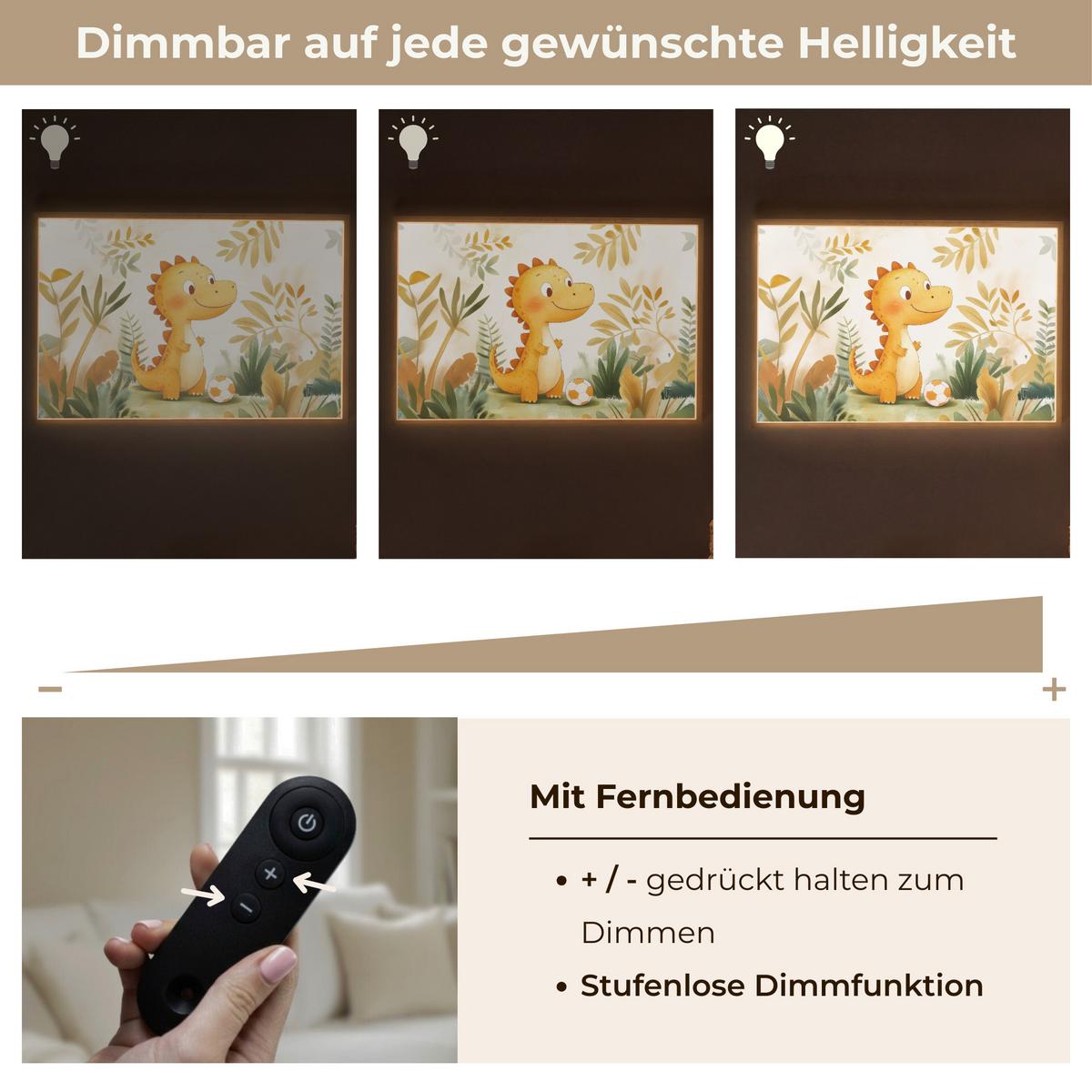 NACHTTISCHLAMPE MIT AKKU Dino - Fußball - Orange 90x60 cm - Beige, Holzwerkstoff (8/90/60cm) - OnlyWow