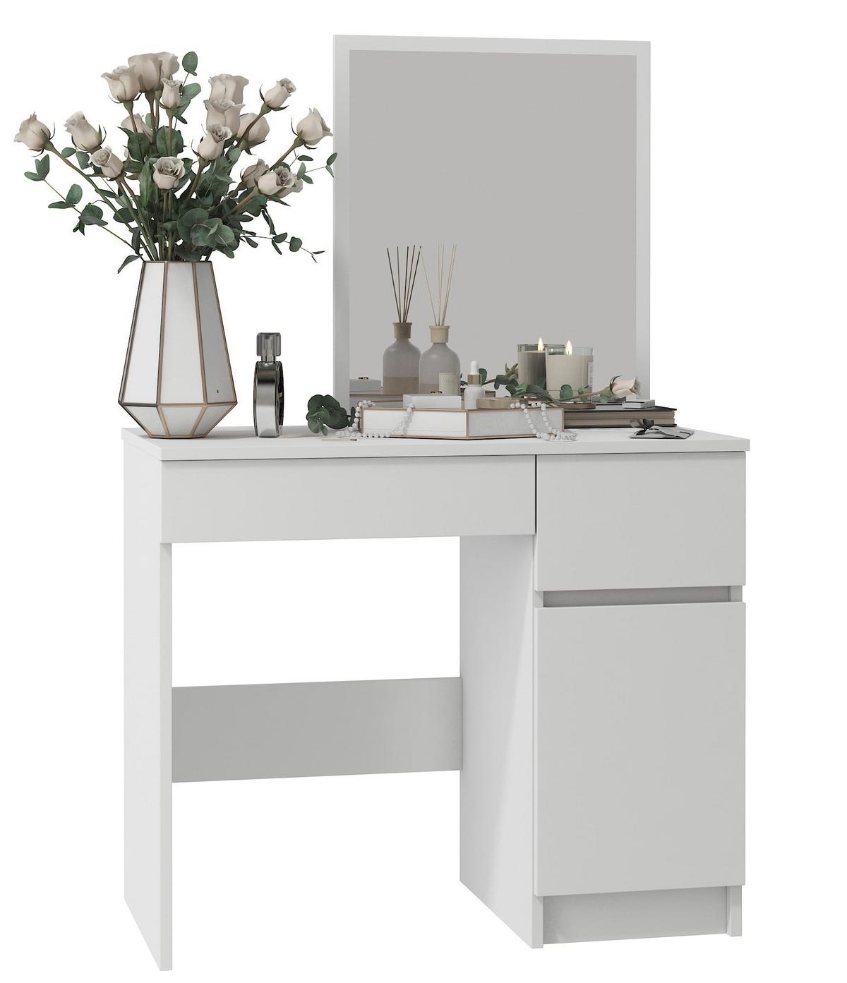 SCHMINKTISCH mit Spiegel - Weiß, Holzwerkstoff (90/142/50cm) - RAUMHIRSCH FURNITURE