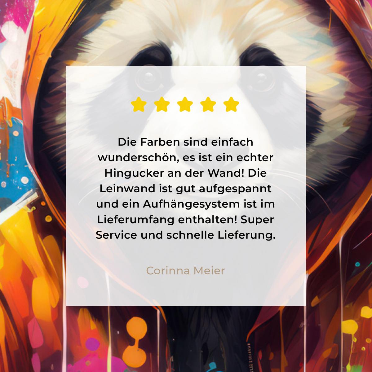 LEINWANDBILD Panda - Jacke - Graffiti - Orange Wandbild 40x30 cm - Orange, Textil (40/30cm) - MuchoWow