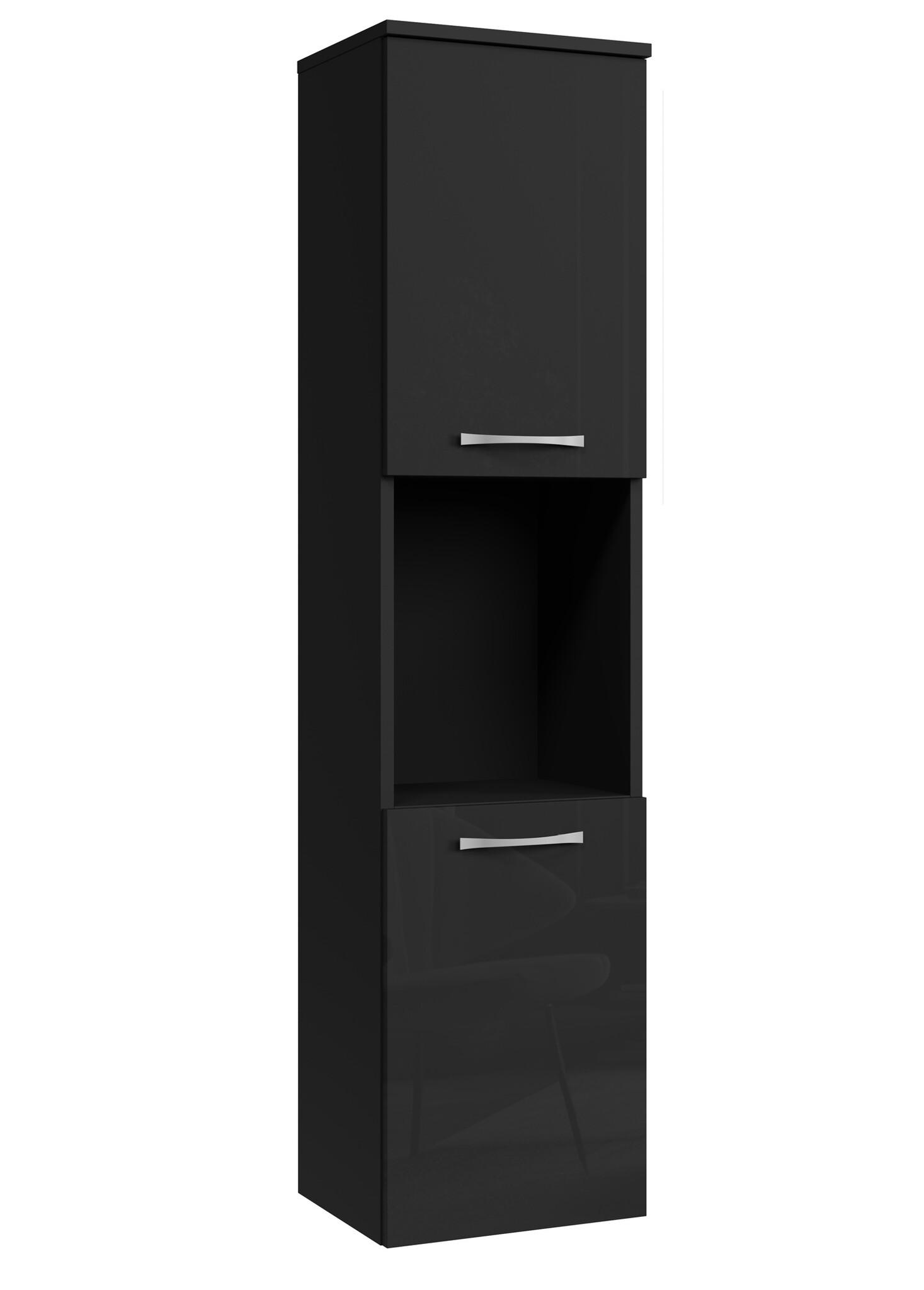 BADEZIMMERSCHRANK Montreal mit 2 Türen Schwarz Hochglanz - 30 x 30 x 130 cm - Schwarz, Holz (30/131/30cm) - Badplaats