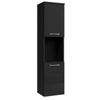 BADEZIMMERSCHRANK Montreal mit 2 Türen Schwarz Hochglanz - 30 x 30 x 130 cm - Schwarz, Holz (30/131/30cm) - Badplaats