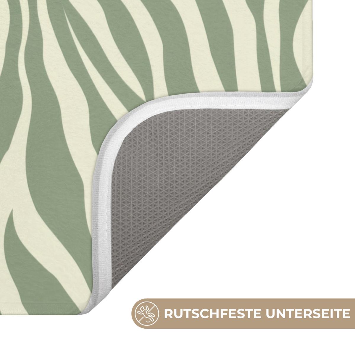 BADEMATTE Zebra - Motiv - Grün 60x90 cm - Salbeigrün, Textil (60/90cm) - OnlyWow