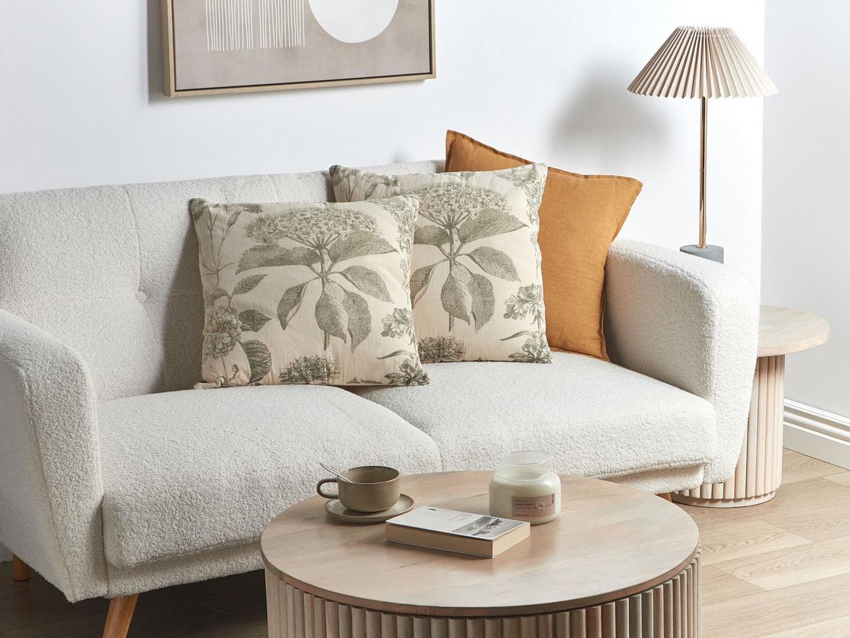 DEKOKISSEN 2er-Set Beige 45/45 cm Rosemary - Beige, Textil (45/45cm) - Beliani