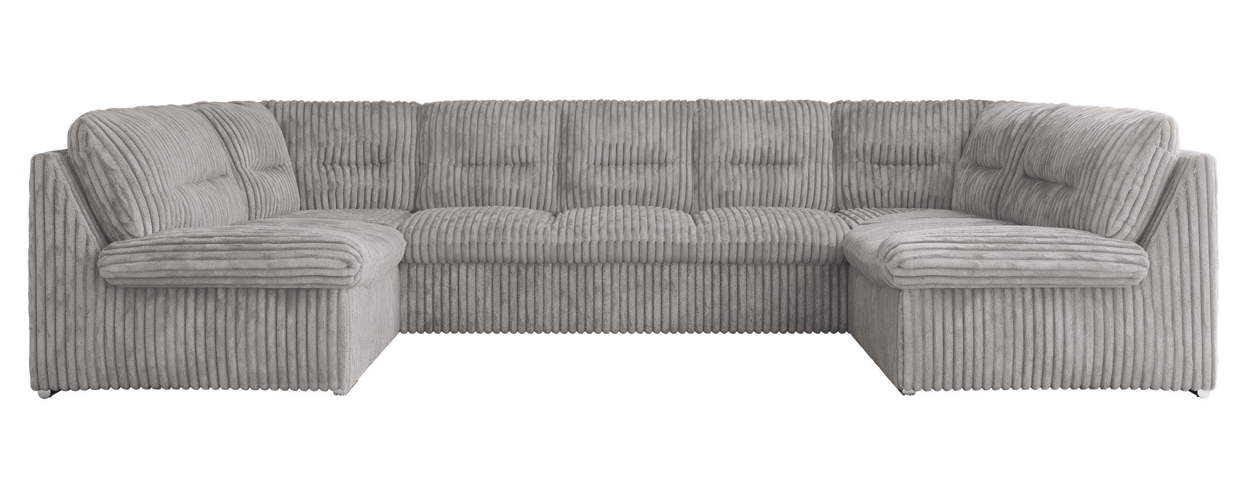 WOHNLANDSCHAFT COMODO U Hellgrau Cord - Silberfarben/Hellgrau, Textil/Metall (340/93/206cm) - MKS