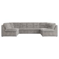 WOHNLANDSCHAFT COMODO U Hellgrau Cord - Silberfarben/Hellgrau, Textil/Metall (340/93/206cm) - MKS